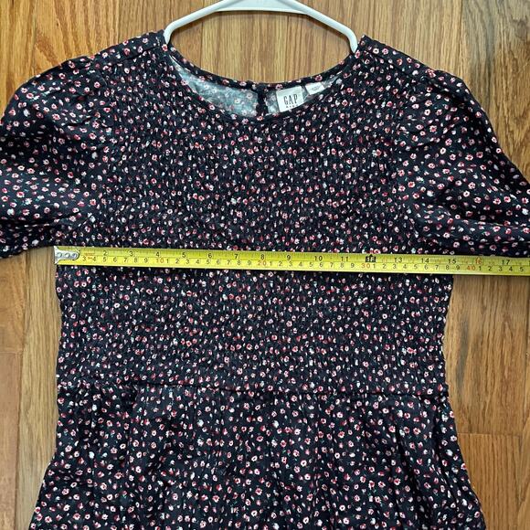 Gap Kids XXL Girls Smocked Dress Navy Blue Floral Boho Cottagecore Prairie Basic - Picture 5 of 6